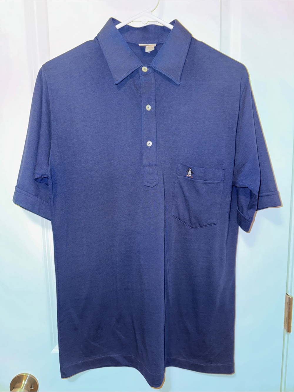 VINTAGE 70s Grand Slam Munsingwear Penguin Polo Shirt Navy Blue - Size L